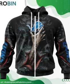 NFL Detroit Lions Horror Skull Art Design Hoodie