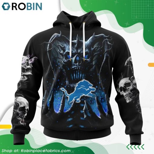 NFL Detroit Lions Skull Art Design Hoodie