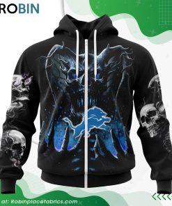 NFL Detroit Lions Skull Art Design Hoodie
