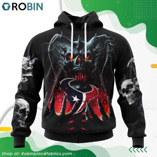 NFL Houston Texans Skull Art Design Hoodie