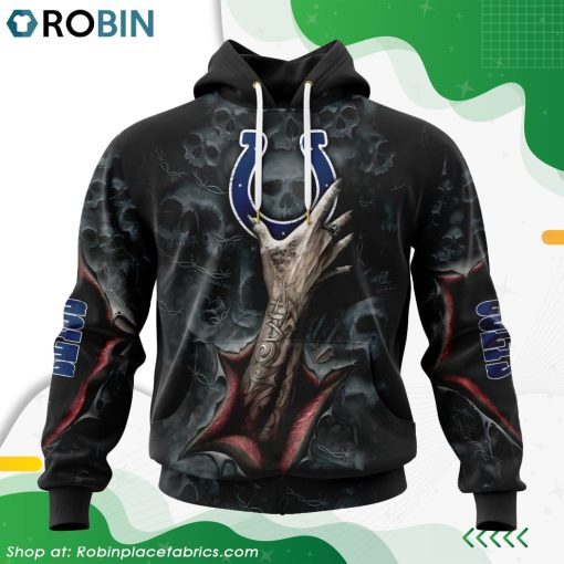 NFL Indianapolis Colts Horror Skull Art Design Hoodie