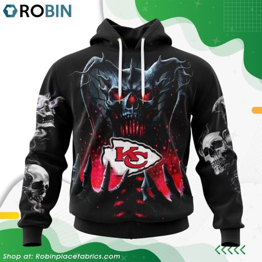 NFL Kansas City Chiefs Skull Art Design Hoodie