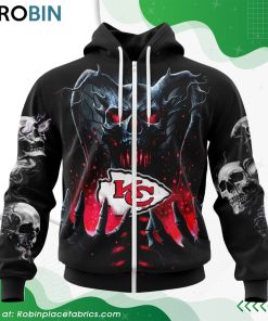 NFL Kansas City Chiefs Skull Art Design Hoodie