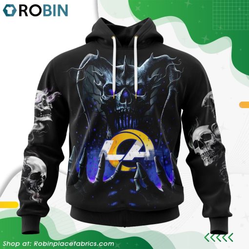 NFL Los Angeles Rams Skull Art Design Hoodie
