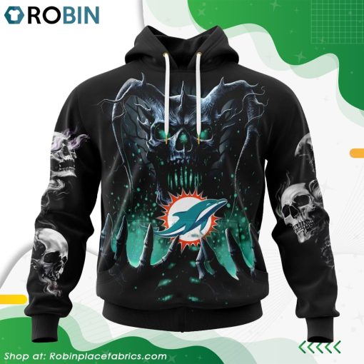 NFL Miami Dolphins Skull Art Design Hoodie
