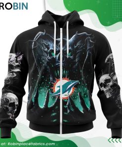NFL Miami Dolphins Skull Art Design Hoodie