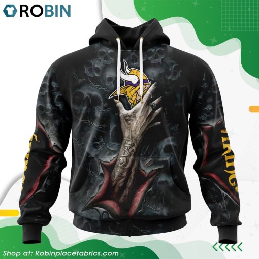 NFL Minnesota Vikings Horror Skull Art Design Hoodie