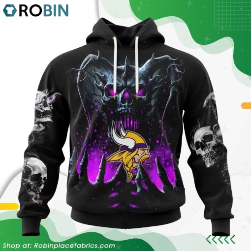 NFL Minnesota Vikings Skull Art Design Hoodie