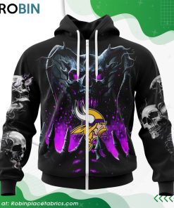 NFL Minnesota Vikings Skull Art Design Hoodie