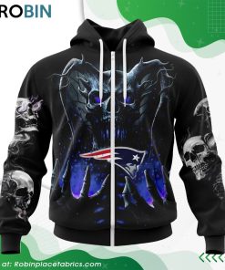 NFL New England Patriots Skull Art Design Hoodie