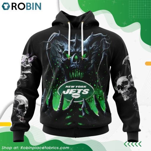 NFL New York Jets Skull Art Design Hoodie
