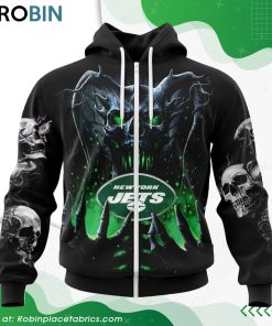 NFL New York Jets Skull Art Design Hoodie NFL New York Jets Skull Art Design Hoodie