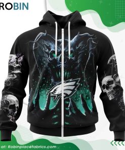 NFL Philadelphia Eagles Skull Art Design Hoodie