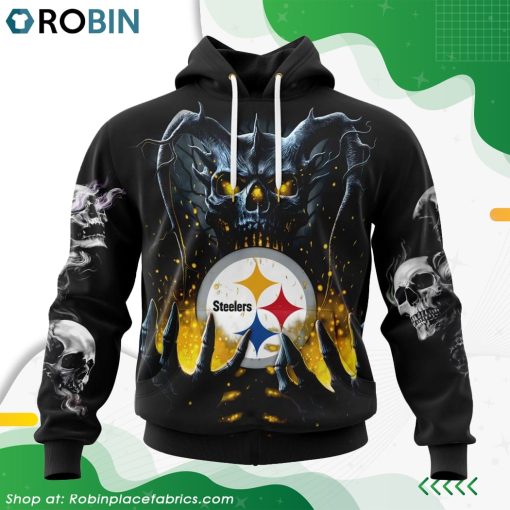 NFL Pittsburgh Steelers Skull Art Design Hoodie