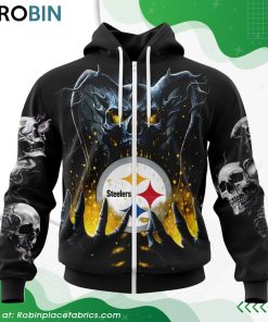NFL Pittsburgh Steelers Skull Art Design Hoodie