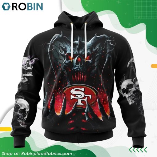 NFL San Francisco 49ers Skull Art Design Hoodie