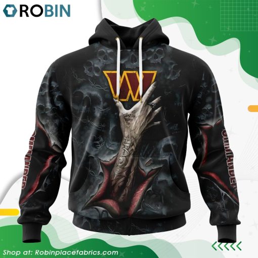 NFL Washington Commanders Horror Skull Art Design Hoodie