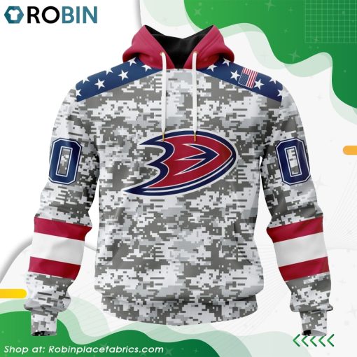 NHL Anaheim Ducks Camo Design For Veterans Day Hoodie