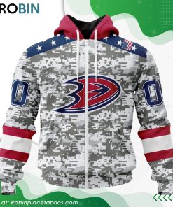 NHL Anaheim Ducks Camo Design For Veterans Day Hoodie