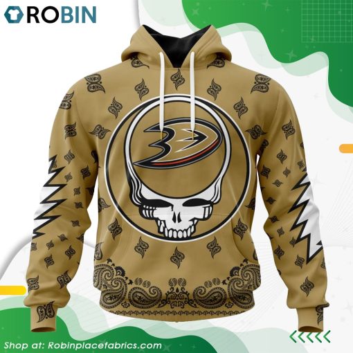NHL Anaheim Ducks Grateful Dead Design Hoodie