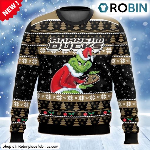 Nhl Anaheim Ducks Grinch Ugly Christmas Sweatshirt, Sweater