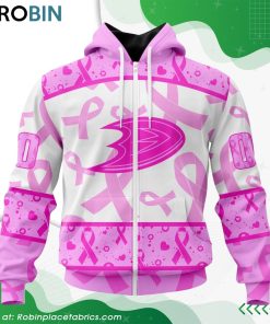 NHL Anaheim Ducks Pink Breast Cancer Awareness Hoodie