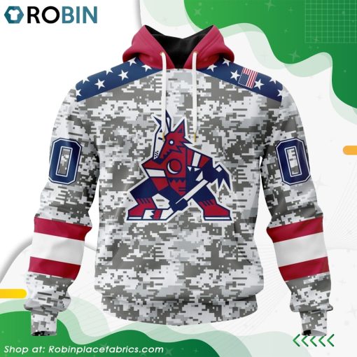 NHL Arizona Coyotes Camo Design For Veterans Day Hoodie