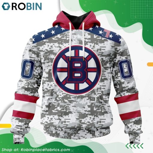 NHL Boston Bruins Camo Design For Veterans Day Hoodie