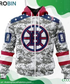 NHL Boston Bruins Camo Design For Veterans Day Hoodie