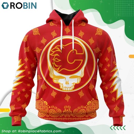 NHL Calgary Flames Grateful Dead Design Hoodie