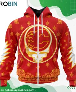 NHL Calgary Flames Grateful Dead Design Hoodie
