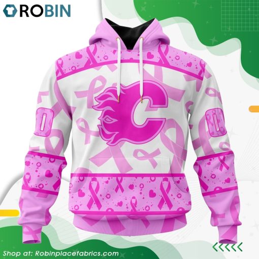 NHL Calgary Flames Pink Breast Cancer Awareness Hoodie