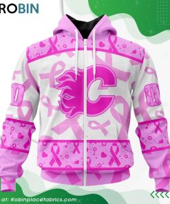 NHL Calgary Flames Pink Breast Cancer Awareness Hoodie