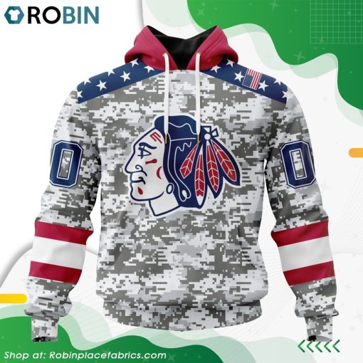 NHL Chicago Blackhawks Camo Design For Veterans Day Hoodie