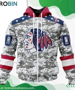 NHL Chicago Blackhawks Camo Design For Veterans Day Hoodie