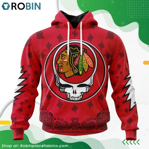 NHL Chicago Blackhawks Grateful Dead Design Hoodie