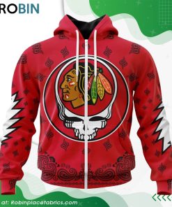 NHL Chicago Blackhawks Grateful Dead Design Hoodie