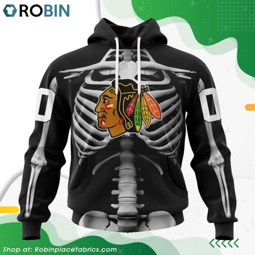 NHL Chicago Blackhawks Skeleton Costume For Halloween Hoodie