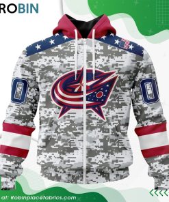 NHL Columbus Blue Jackets Camo Design For Veterans Day Hoodie