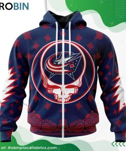 NHL Columbus Blue Jackets Grateful Dead Design Hoodie