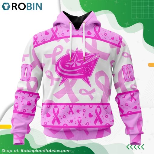 NHL Columbus Blue Jackets Pink Breast Cancer Awareness Hoodie