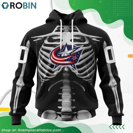 NHL Columbus Blue Jackets Skeleton Costume For Halloween Hoodie