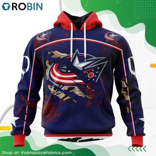 NHL Columbus Blue Jackets Specialized Design Jersey With Your Ribs For Halloween Hoodie