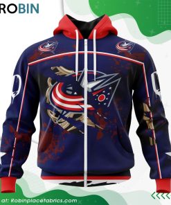 NHL Columbus Blue Jackets Specialized Design Jersey With Your Ribs For Halloween Hoodie