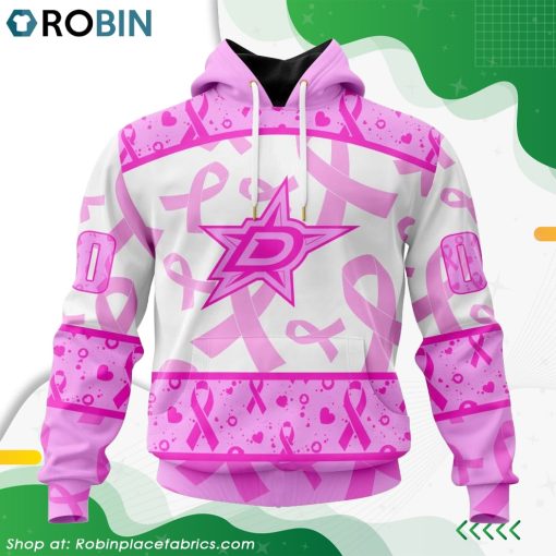NHL Dallas Stars Pink Breast Cancer Awareness Hoodie
