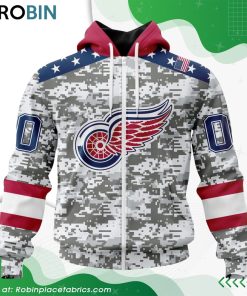 NHL Detroit Red Wings Camo Design For Veterans Day Hoodie