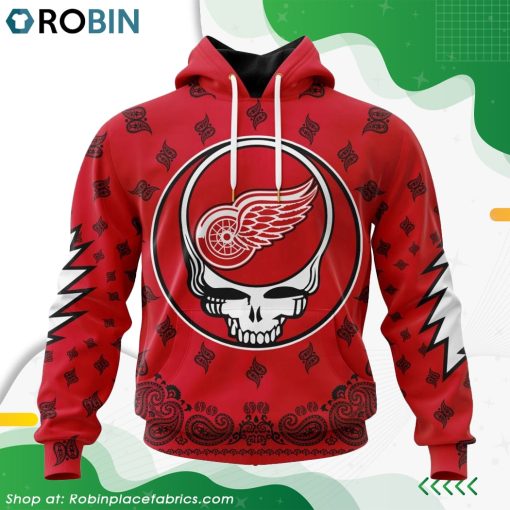 NHL Detroit Red Wings Grateful Dead Design Hoodie