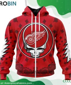 NHL Detroit Red Wings Grateful Dead Design Hoodie