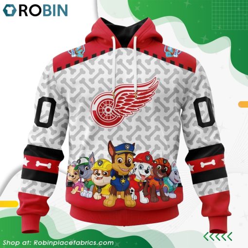 NHL Detroit Red Wings PawPatrol Design Hoodie