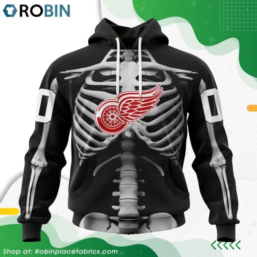 NHL Detroit Red Wings Skeleton Costume For Halloween Hoodie